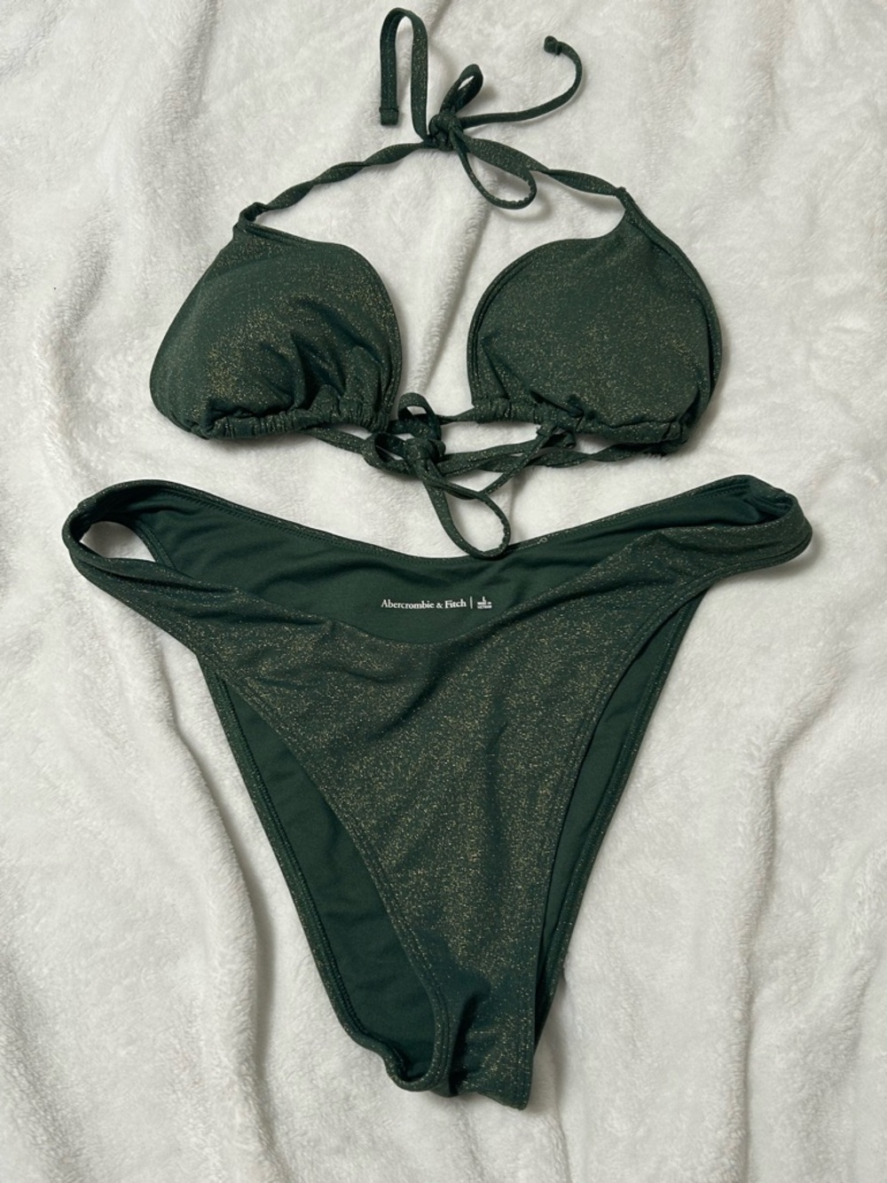 Abercrombie & Fitch Forest Green Shimmer Tie Bikini